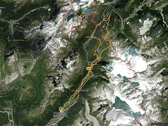 Map of the cycle route Chamonix - Col de Balme - Vallorcine | rent-ebike-online.com